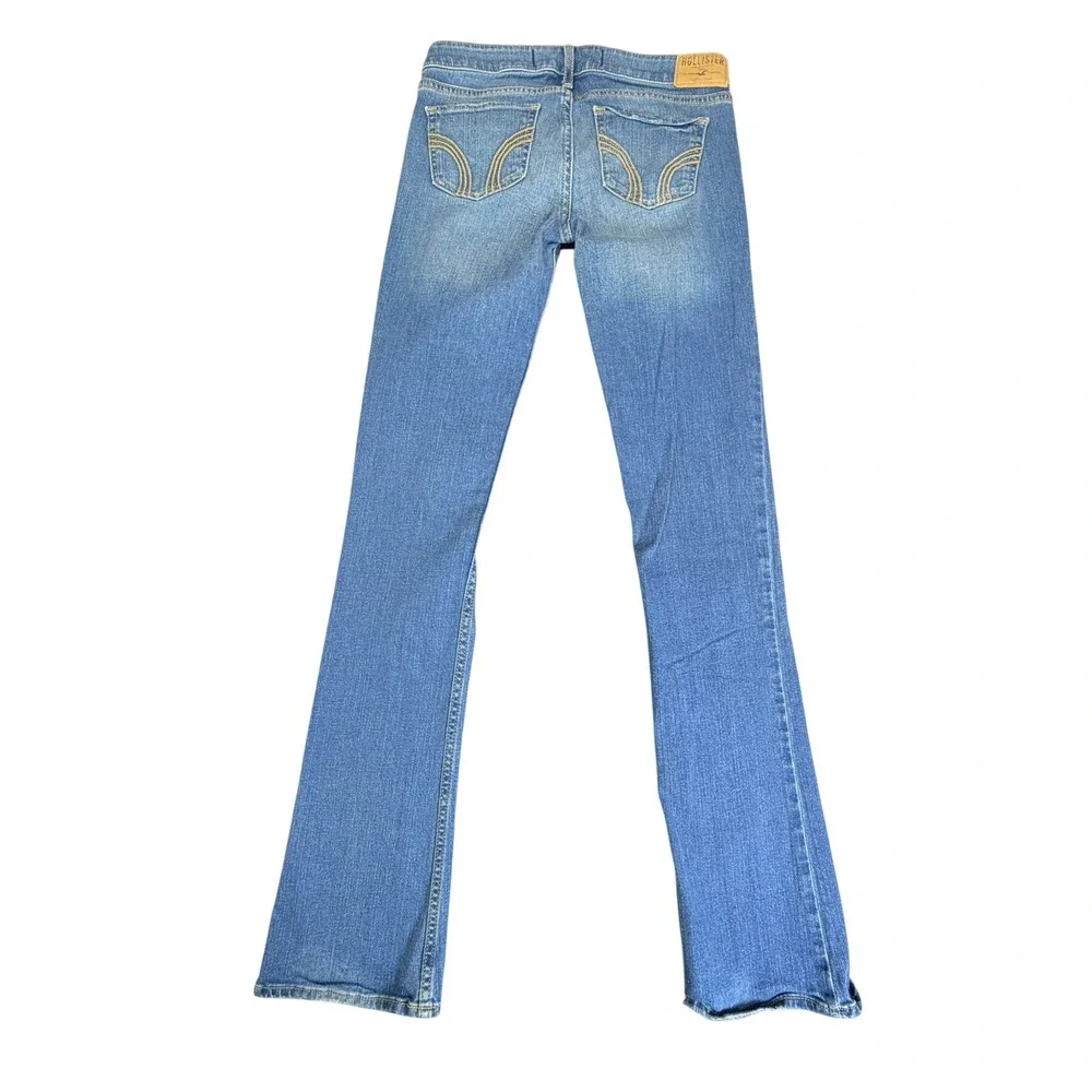 Hollister Bootcut Jeans Womens 3R 26x33 Tall Blue Distressed Low Rise Denim